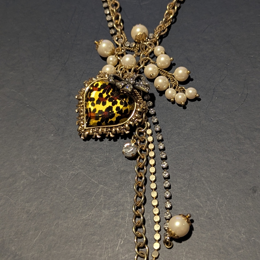 Betsey Johnson Gold Leopard Heart Necklace